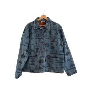 Vintage Chico’s Design Denim Jacket w/beading all over 90s XL